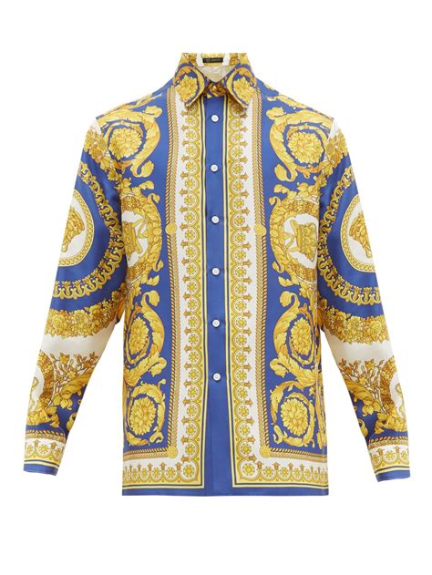 mens versace silk shirt free shipping|versace printed silk shirts.